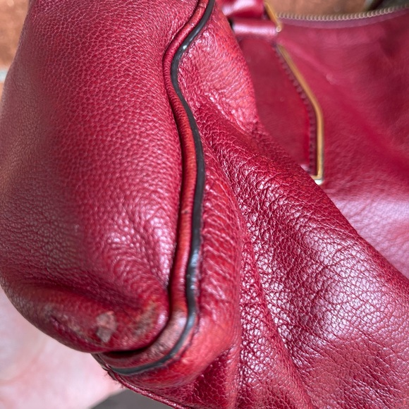 3/$12 Burgundy Michael Kors Leather Purse with Gold Hardware - Used - Picture 7 of 13